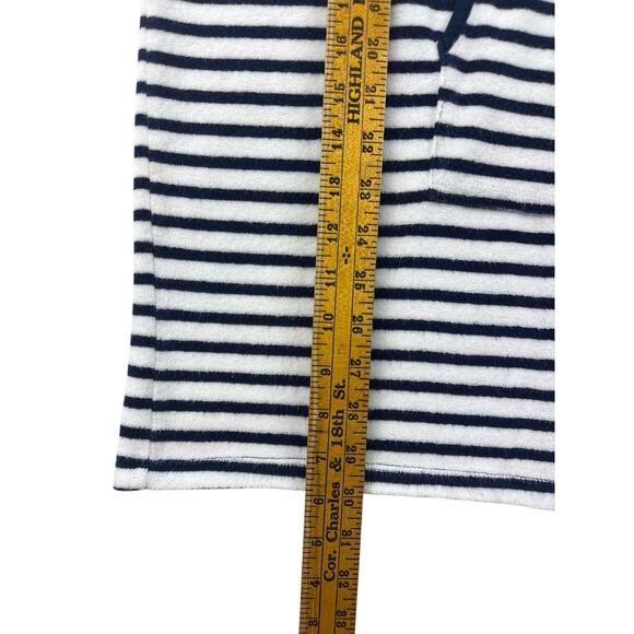 Lands End Hooded Terry Cloth Swimsuit Beach Cover-Up S/M Navy White Stripes - Picture 12 of 12